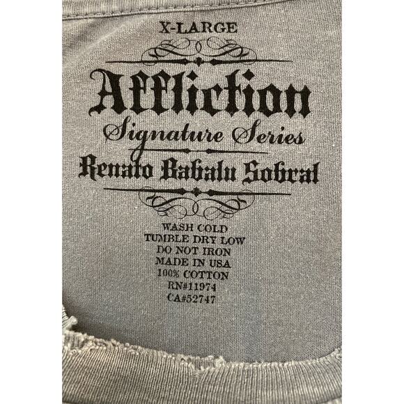 Affliction Gray Skull T Shirt NWT XL Babalu Renato Sobral Skater Streetwear Goth - Picture 6 of 8